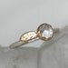 Rose Cut White Topaz Leaf Stack Ring, Diamond Clear 14k Gold and Silver