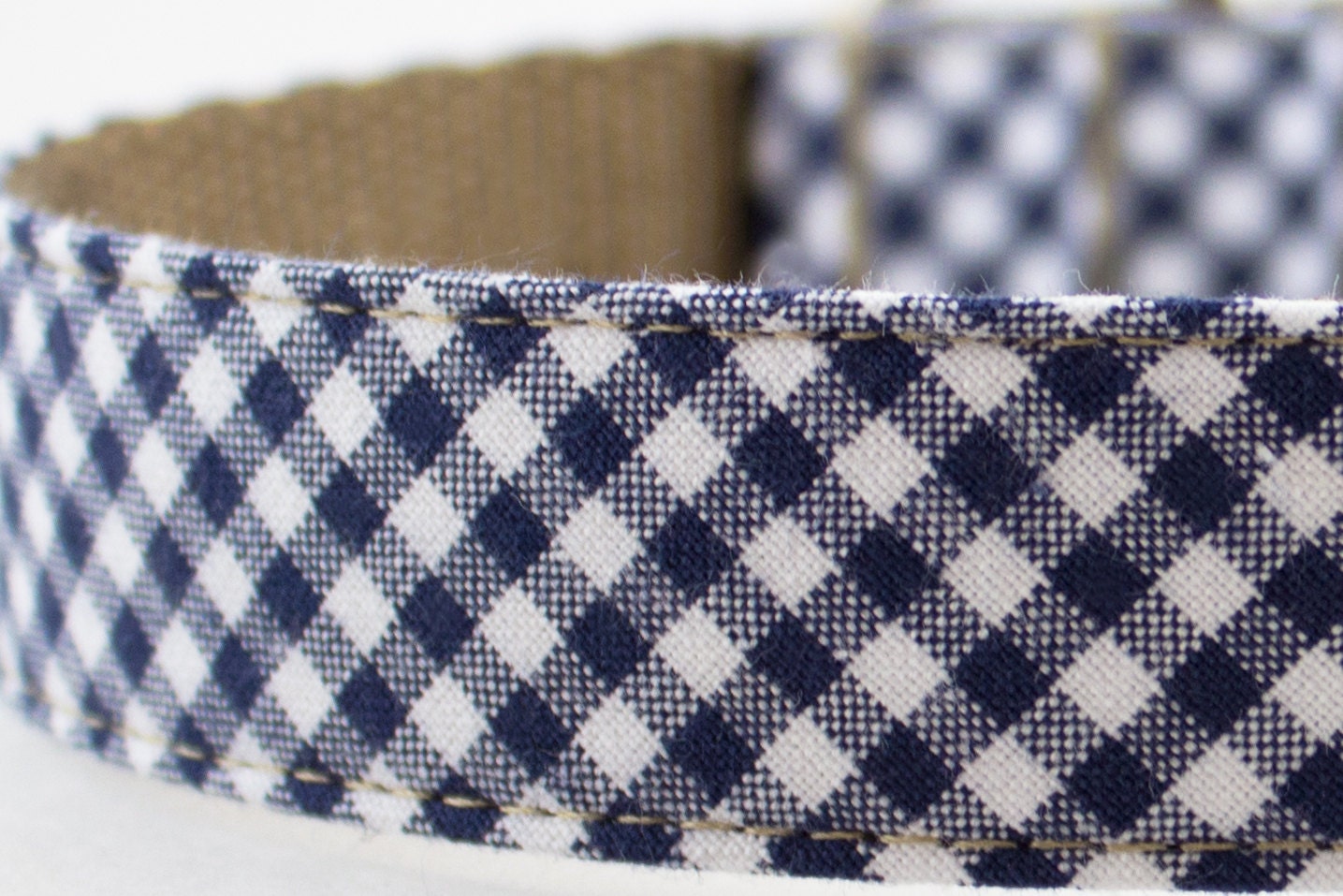 Navy Blue Gingham Dog Collar