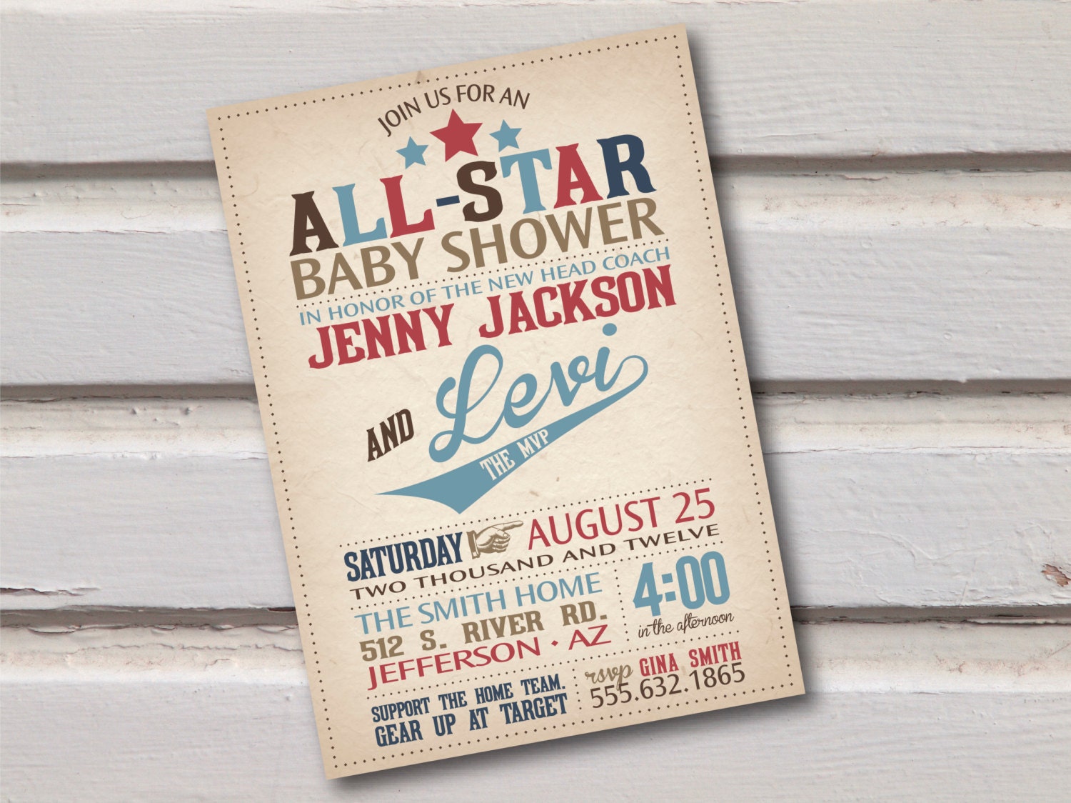 Digital Vintage Baseball Shower Invitation