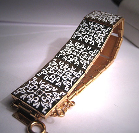 Antique French Chapleve Enamel Bracelet Victorian 1950