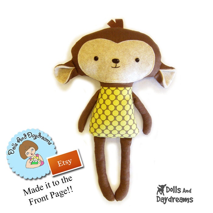 Monkey PDF Sewing Pattern Softie Stuffed Toy