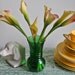 Vintage Green Glass Vases Circa 1950s