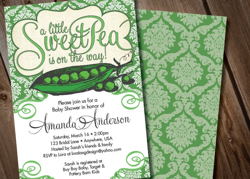 DIY Digital Sweet Pea Baby Shower Invitation Il_170x135