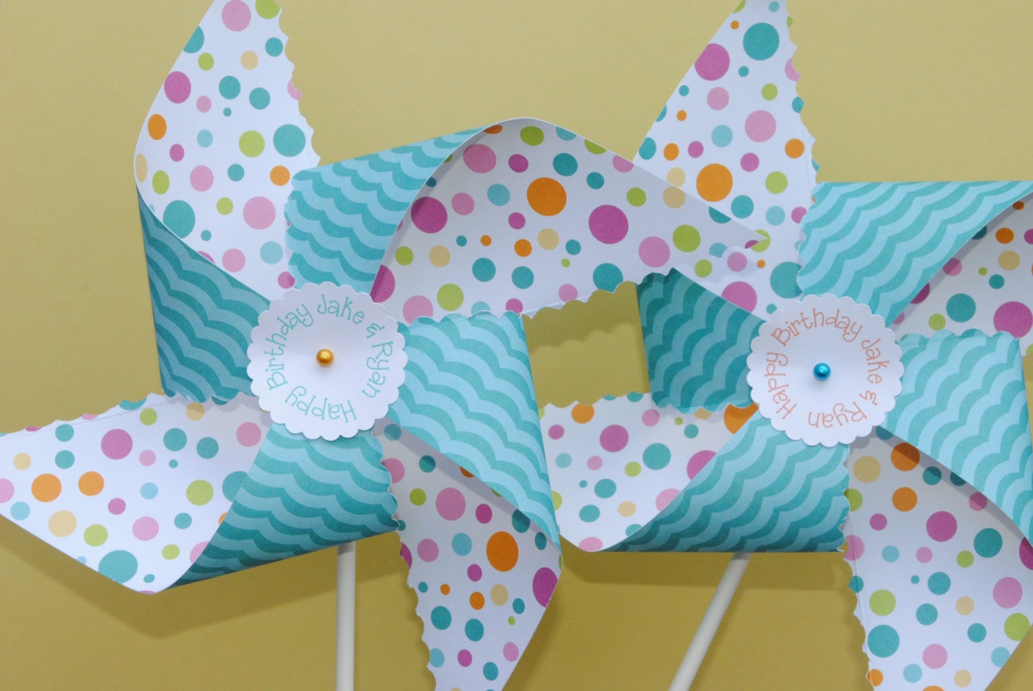 Set of 12 - Polka Dots & Waves Pinwheels