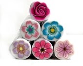 SALE set of 6 Polymer clay flower canes