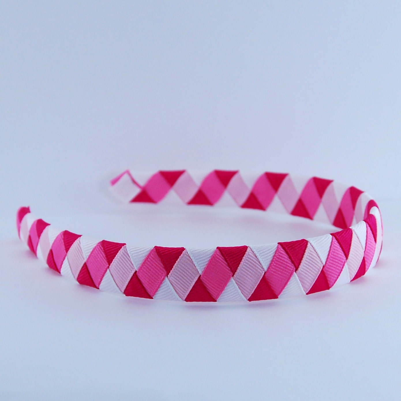 Multi Pink and White Woven Headband - White, Light Pink, Hot Pink, Magenta Woven Headband
