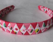 Cupcake Woven Headband with Hot Pink and Magenta - Happy Birthday - Birthday Party - Present Gift