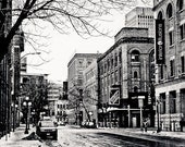 Black and White Photo of Winnipeg Street.  Fine art photo entitled Bannatyne in Black and White - 12 X 18
