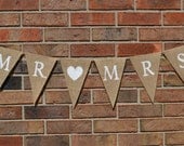 Mr and Mrs banner  ..  Burlap  ..  Wedding   ..  Egagement