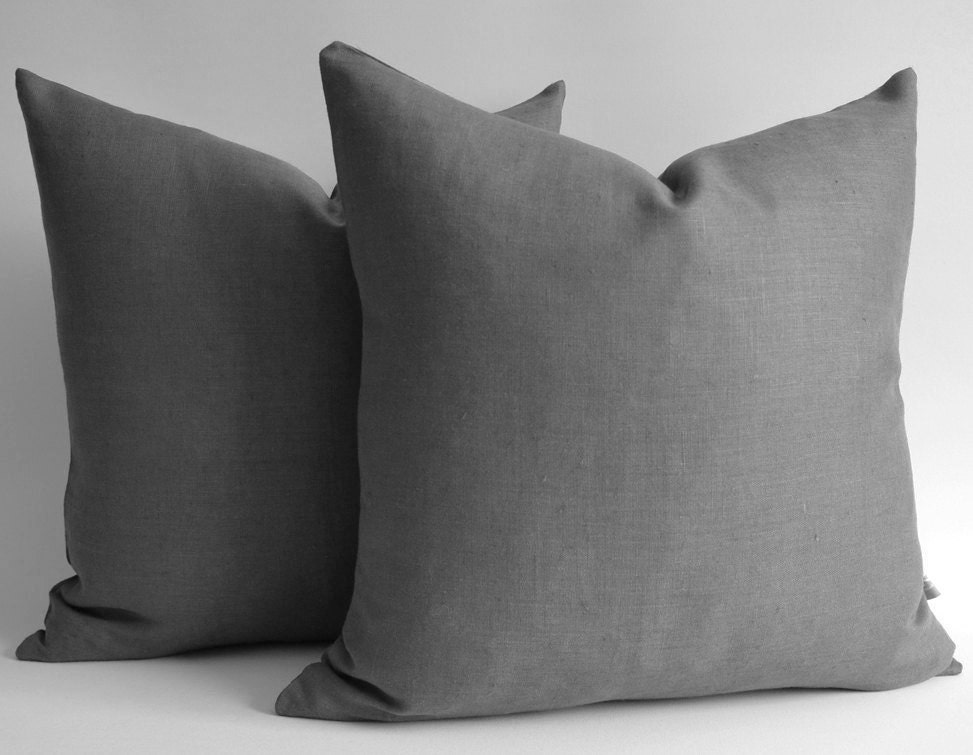 Sukan / 1 Linen pillow cover dark grey - decorative covers - grey pillows - throw pillows - shams - decorative throw pillows - 22x22 pillows