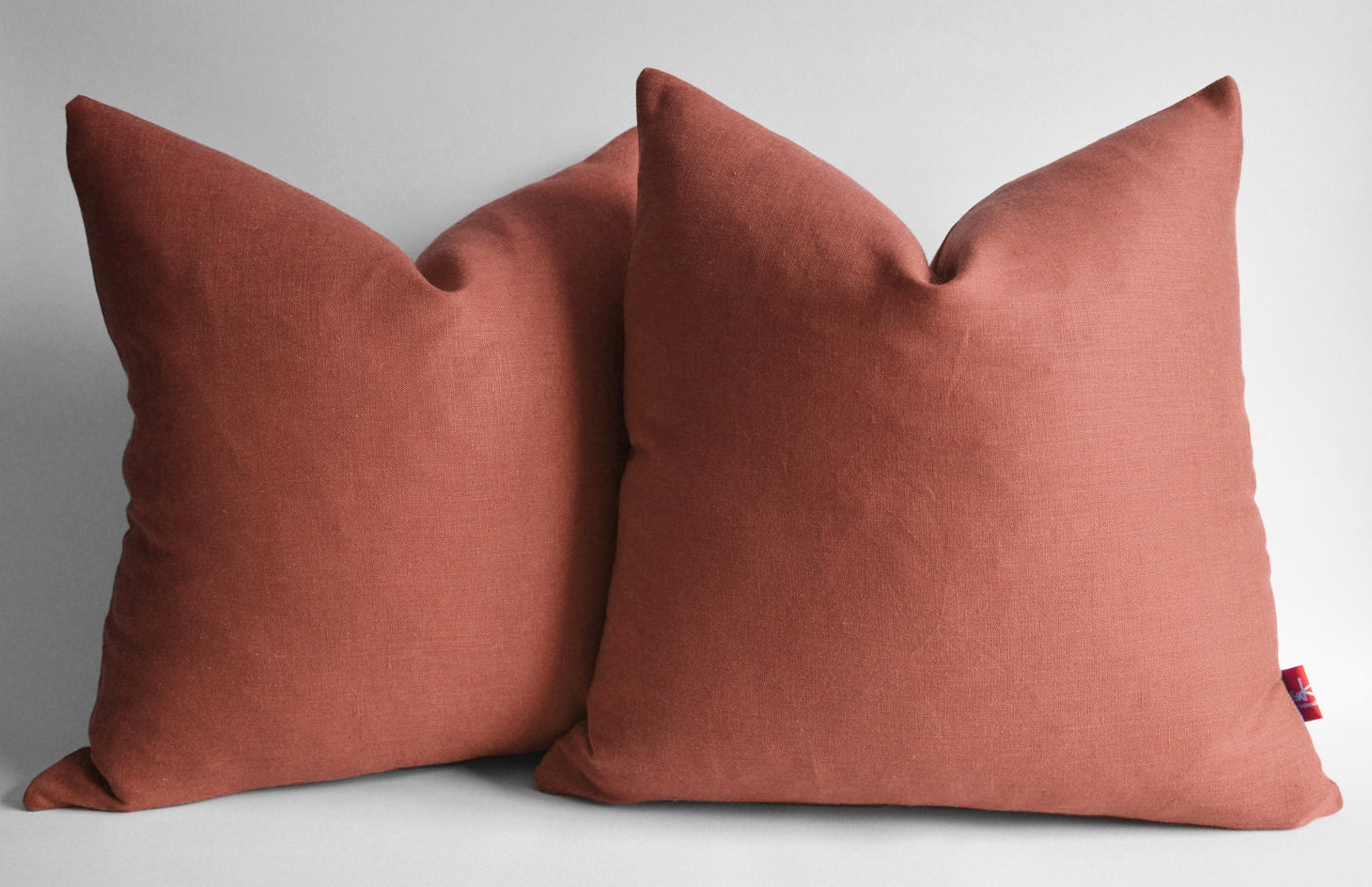 Sukan / 1 Linen Pillow Covers Terracota, Decorative Throw Pillows, Accent Pillows, Chevron Pillow Covers 22x22 Cushion Cover