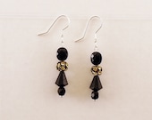 Evening in Paris Glass Jet Bead Earrings