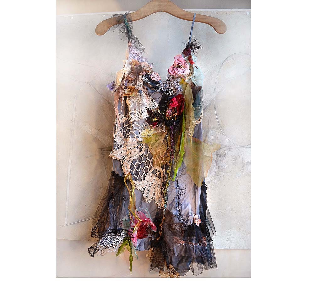 Elegant Beautiful Silk Dress OLD  SILVER Tribal Gipsy Boho Hippie Gothic Romantic Twenties Edvardian Gipsy
