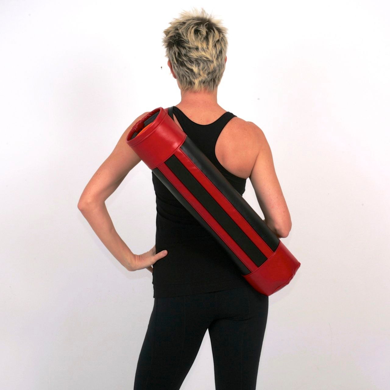 SALE- FREE SHIPPING- Swank Retro Yoga Mat Bag in Black and Red