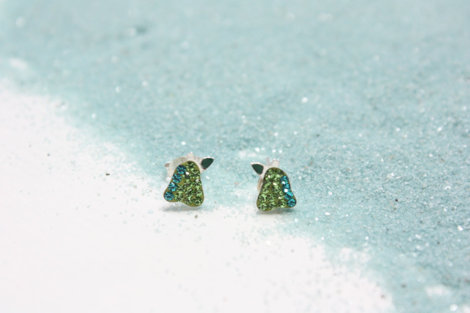 Tiny Crystal Pear Stud Earrings, Sterling Silver Post