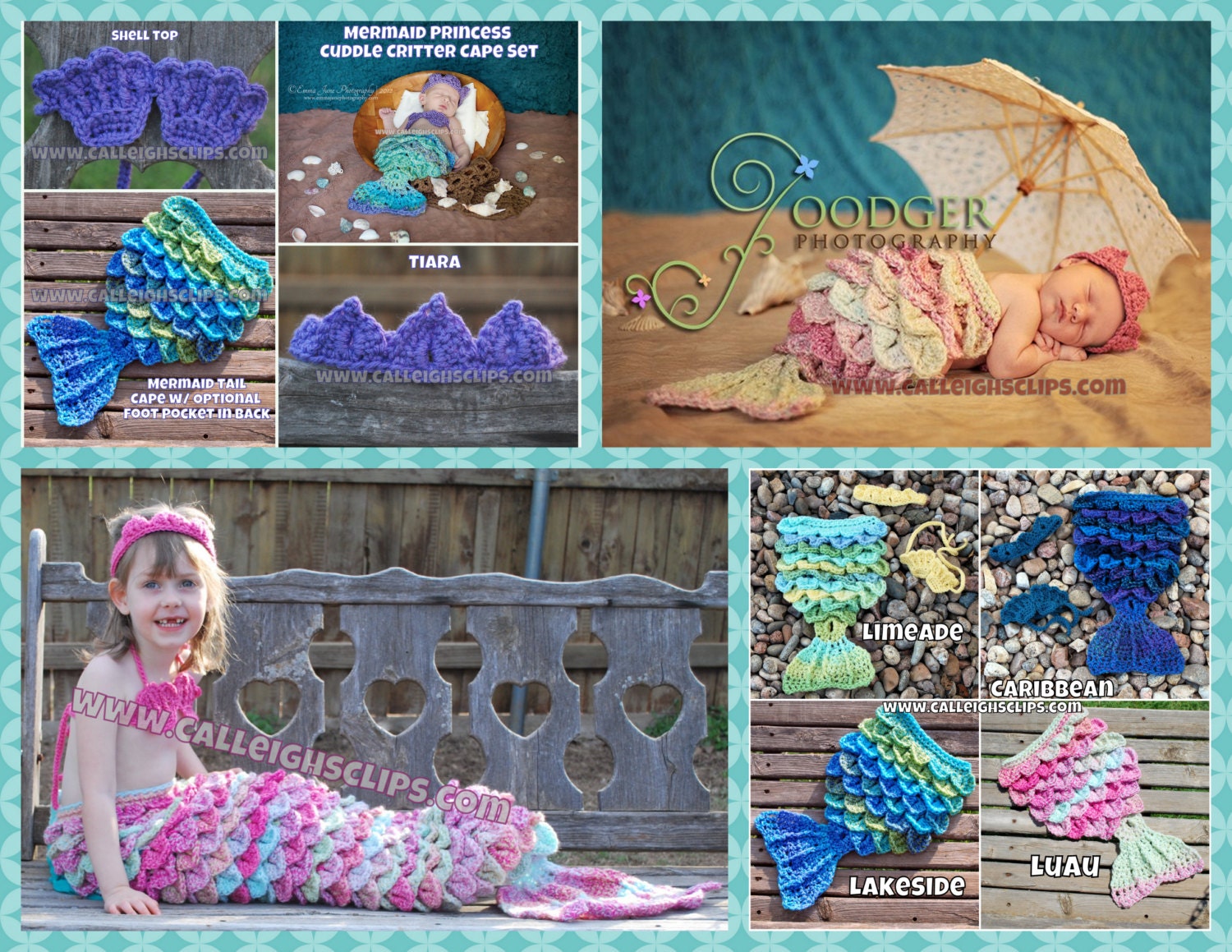 Instant Download Crochet Pattern- No. 59 Mermaid Princess Cape Set - Nb - 4T