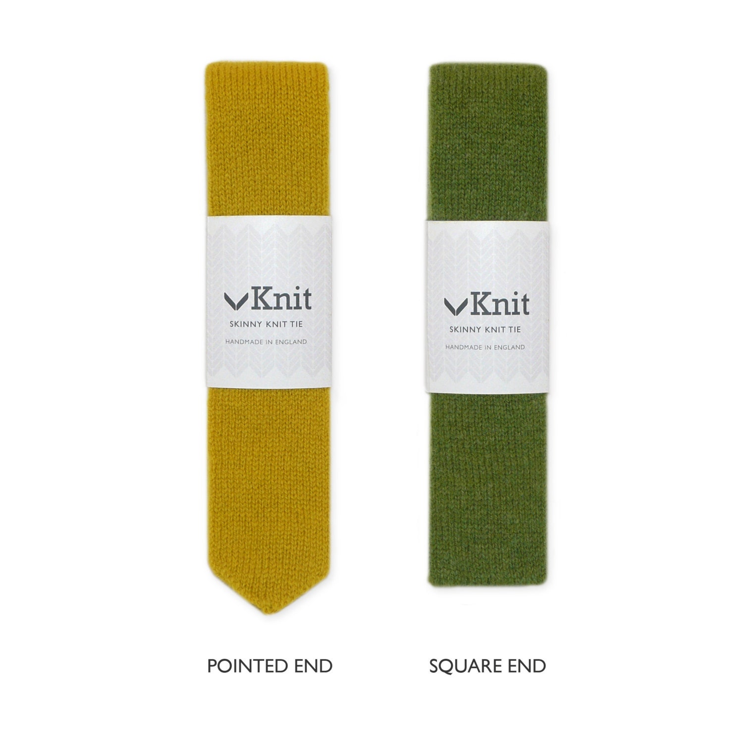 Skinny Knitted Tie in Golden Mustard Brown Lambswool - MADE TO ORDER