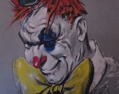 Vintage Black-Eyed Clown Cydney Grossman 1960's Framed Print