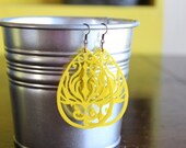 Yellow filigree earrings teardrop