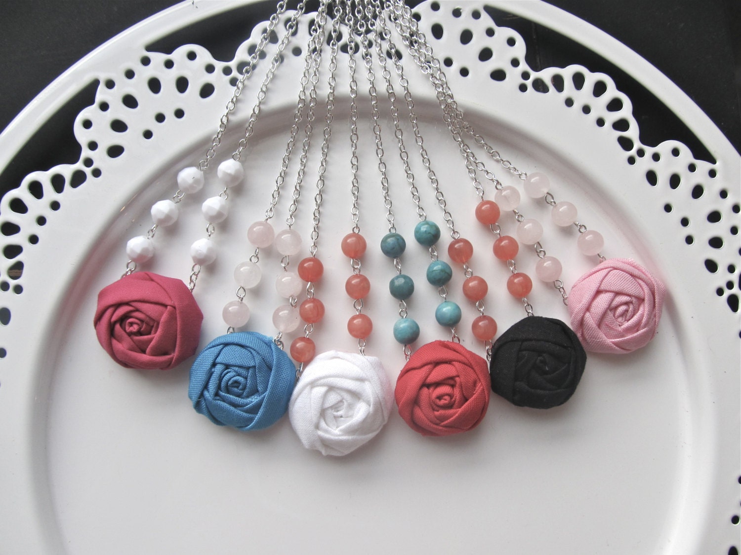 Girls fabric flower necklace MIX AND MATCH