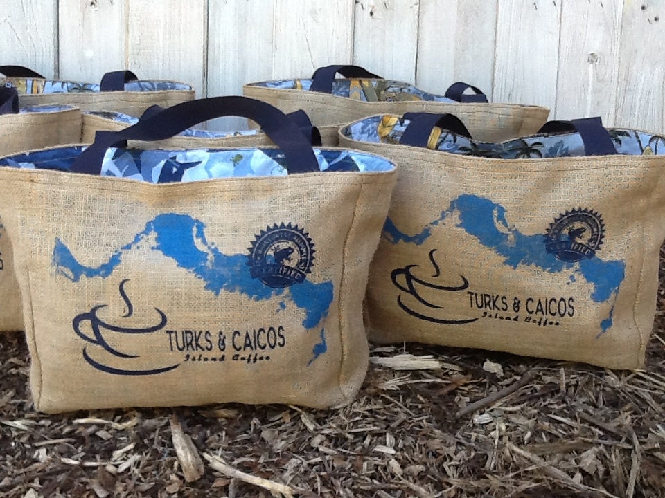 10 Eco Friendly Custom Wedding Tote Bags - Handmade from Recycled Coffee Sacks
