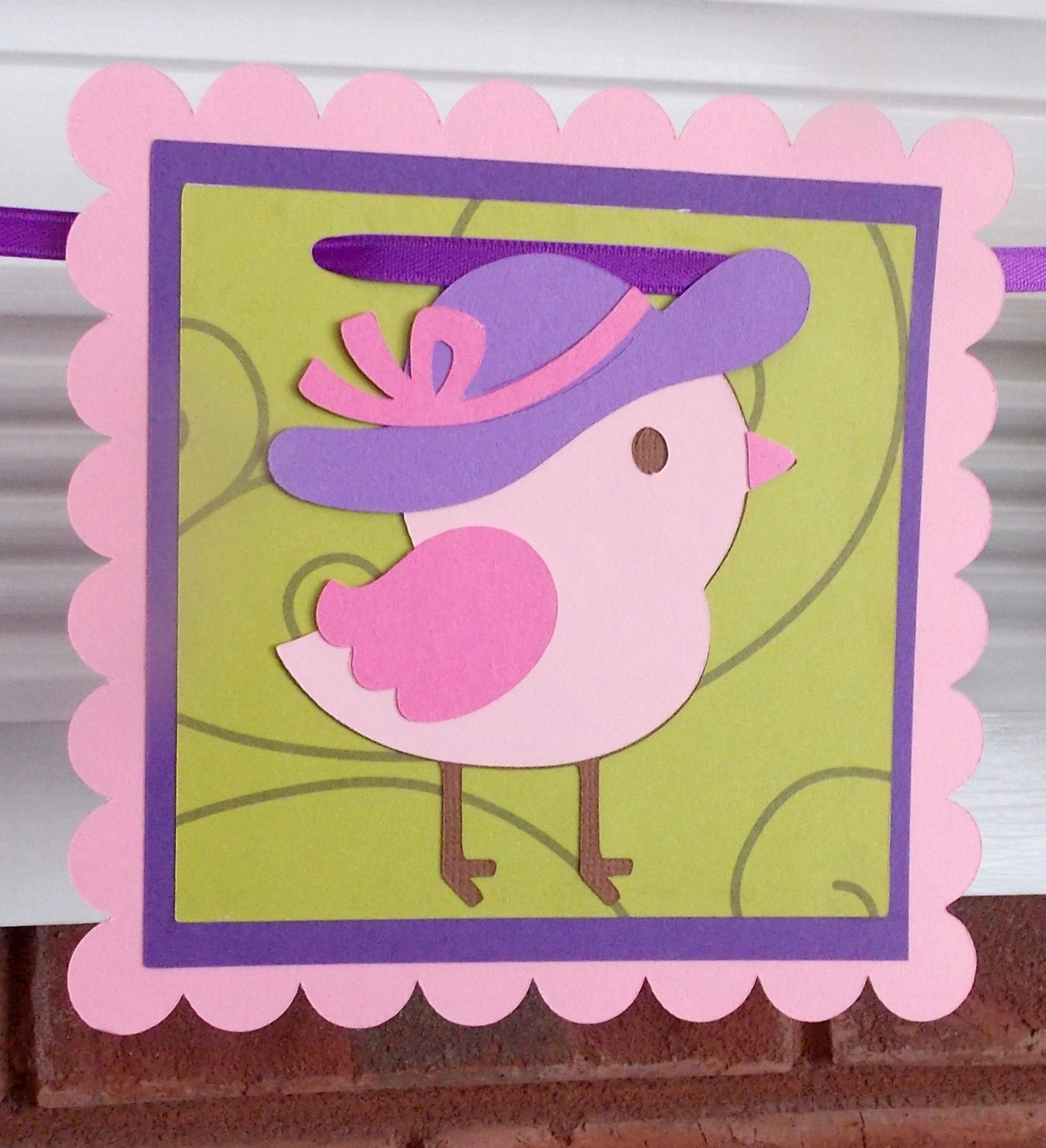 Little Birde Baby Girl Blocks Banner ... Baby Shower or Birthday  ... pink green purple  ... READY TO SHIP ... customize message and colors