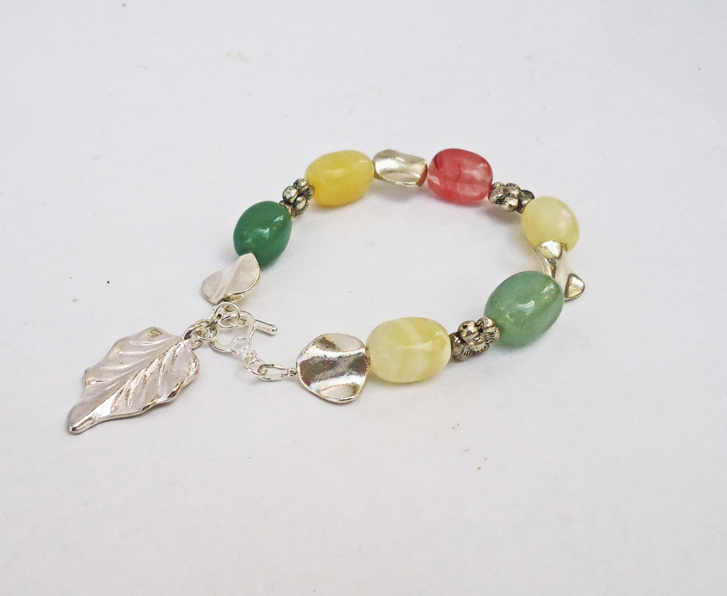 Agate Bracelet, Multicolor Bracelet, Charm Bracelet, Gemstone Bracelet, Handmade Jewelry, UK Seller