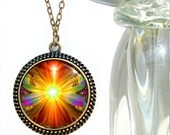 Abstract Art Necklace Orange Reiki Jewelry Chakra Art Pendant