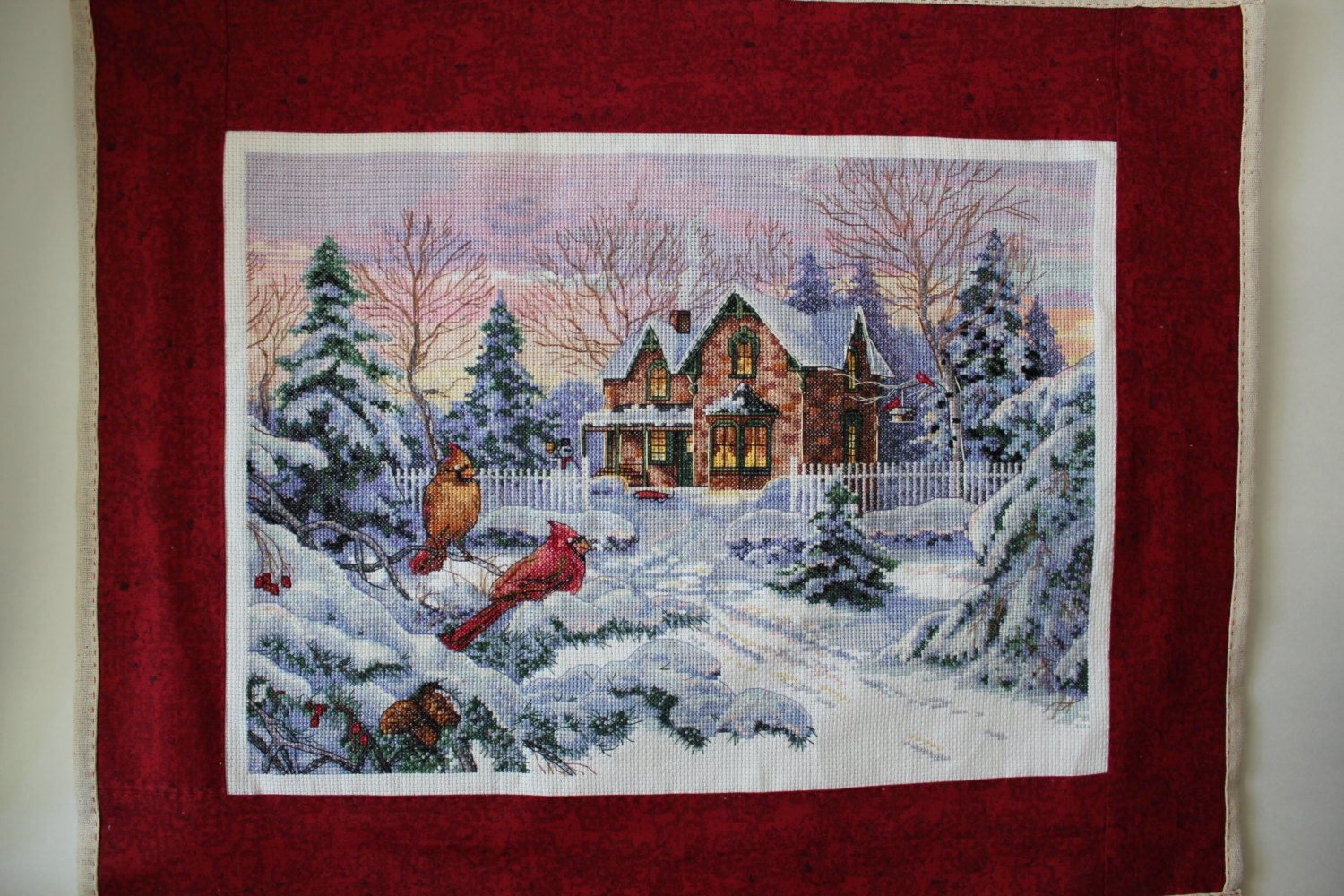 Handmade Wall Hanging Cross Stitch - WINTER