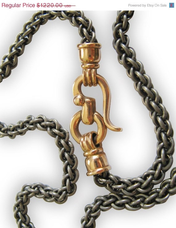 on sale Titanium Necklace Chain Link with 9k Red Gold Clasp