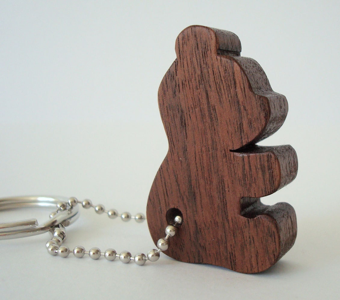 Teddy Bear Silhouette Key Chain Wood Scroll Saw Outline Keychain