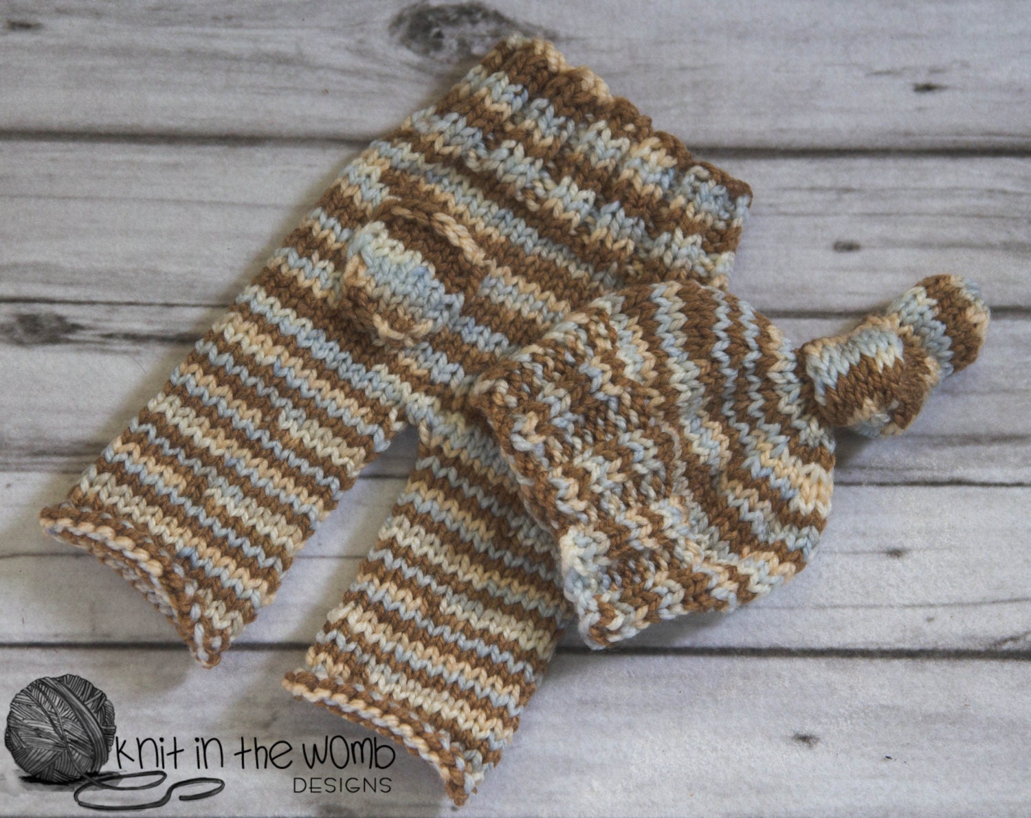 Newborn Knot Top and Pant Set - READY TO SHIP - great phot prop - knit pants