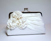 EllenVintage Three Rose with Rhinestone Silk Clutch, wedding clutch, wedding bag, bridesmaid clutch, Bridal clutch, Purse for wedding