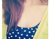 Lime Green Enamel Locket - 16k Gold Plated Charm Necklace