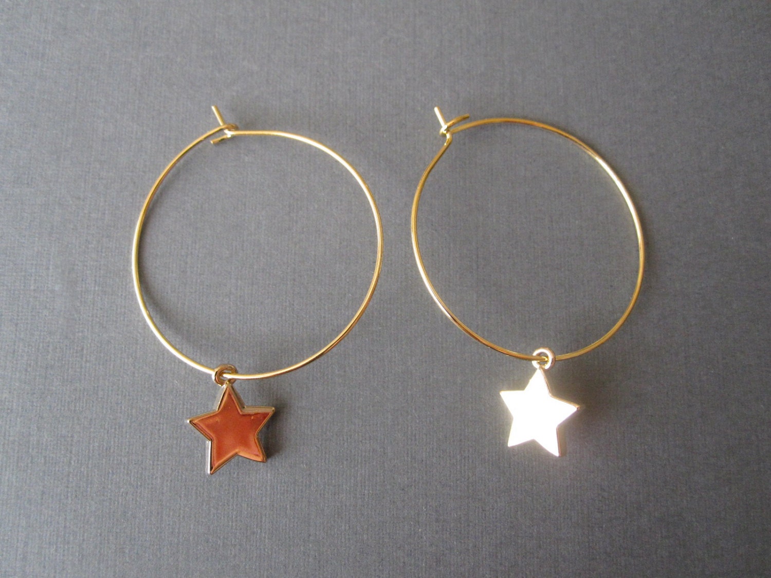 Gold Star Hoop Earrings