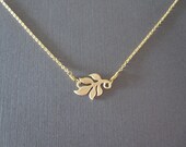 Sideways Gold Leaf Necklace