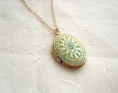 Ornate Patina Locket  -  Vintage Style - Two Little Doves
