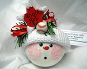 Uncle Snowman Ornament Christmas Tree Bulb Hand Painted Glass Snowball Face Personalized