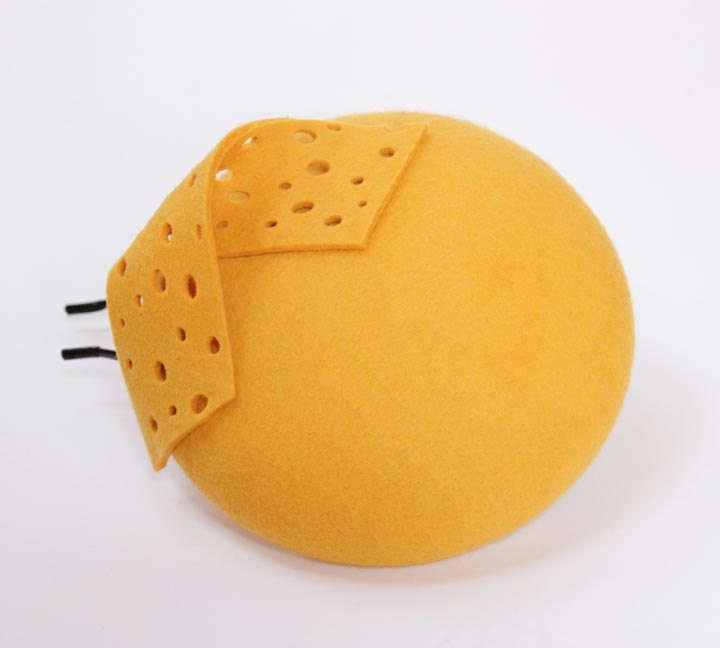 Mini Hat-Button Fascinator-Yellow color-Wool Felt