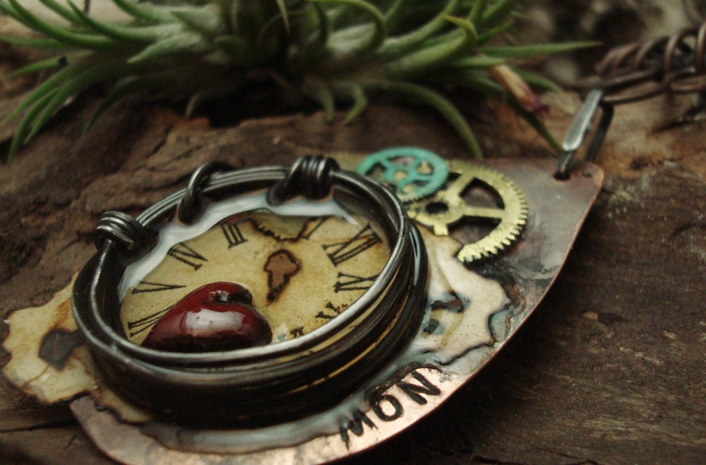 the Time is Now - Mixed Media Necklace