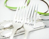 I Do Me Too Wedding Forks - Stamped Vintage Forks, Hand Stamped Wedding Table Setting, Forks and Knives Set of 2