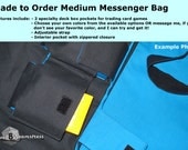 Choose Your Own Colors MEDIUM Messenger Bag MtG or other Trading Card Game Deck and Accessory Storage with 2 Specialty Deck Pockets