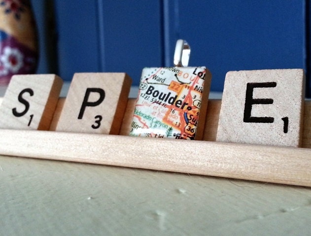 Custom City Map Scrabble Pendant - Travel Photography Jewelry Art - Travel Photography, Gift Idea