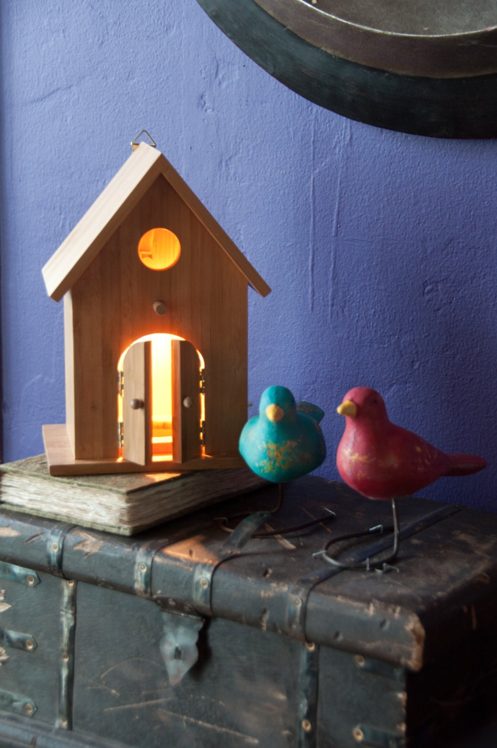 Peek-a-Boo Modern Birdhouse Lamp for Baby Nursery