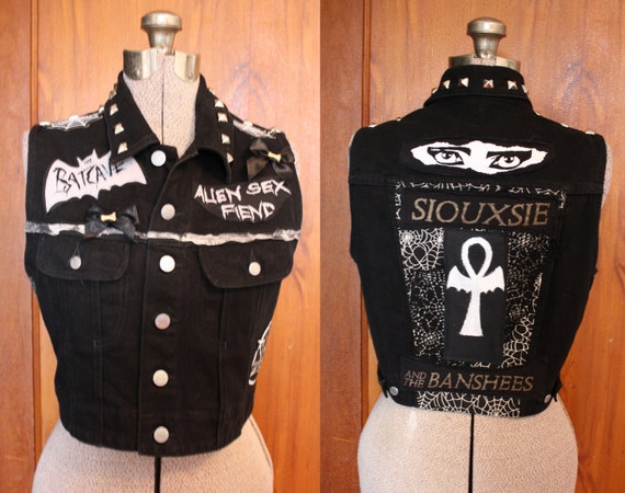 DIY Trad Goth Deathrock upcycled black Dark Punk Bands Vest