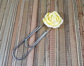 Large Paperclip Bookmark with Yellow Rose