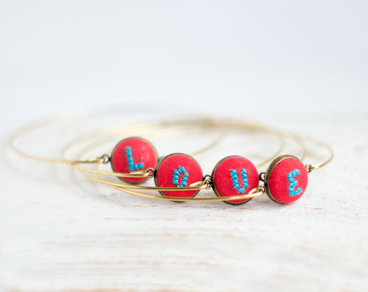 Personalized Stackable bracelet - Initial Monogram bracelet - New Mom bracelet set - br004