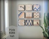 Nursery Art Block l Choose (9) NINE of our Custom Designs 5x5 wood baby children art redtilestudio