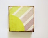 Art Block l Ombre Sun Rays  5x5 wood block  yellow green white redtilestudio
