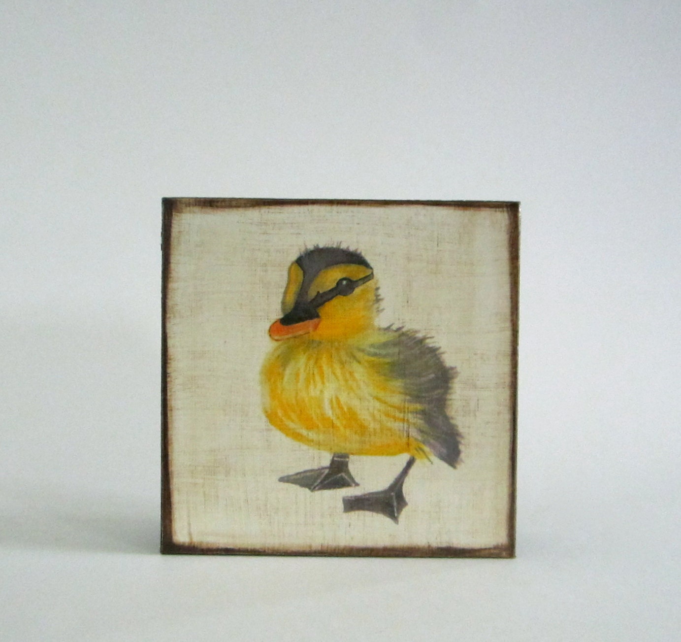 Nursery Wall Decor l Duck Duckling 5x5 art block Baby Nursery Decor Children animal yellow redtilestudio